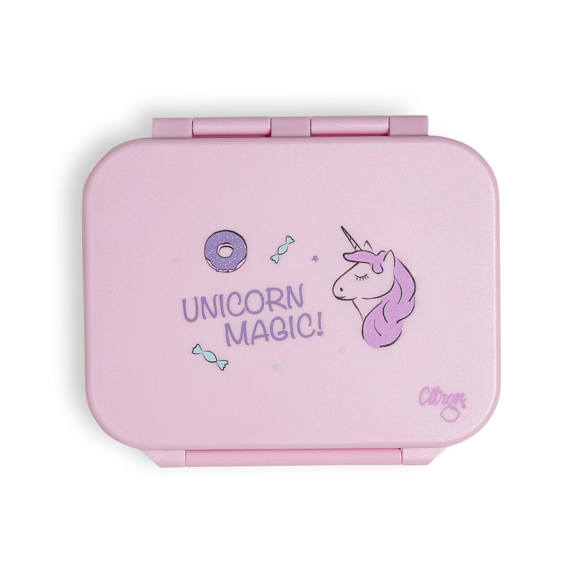 Caserolă gustări din Tritan cu 3 compartimente, model Unicorn