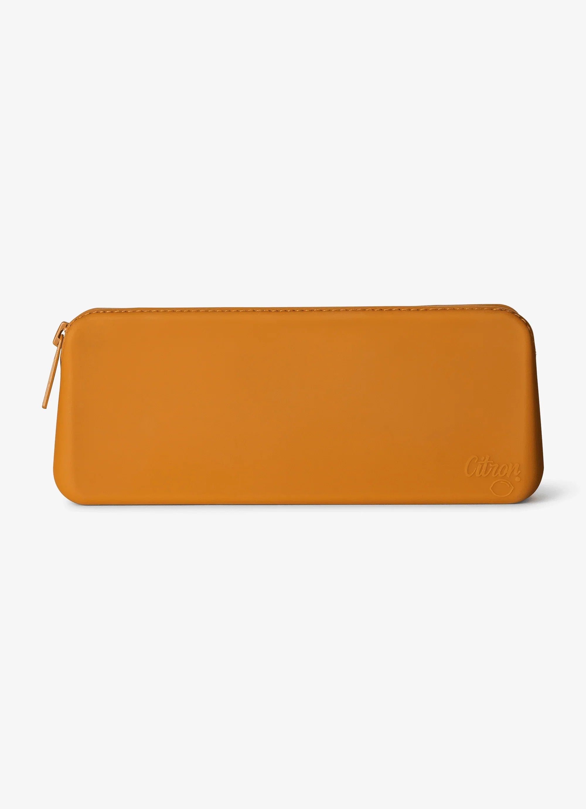 Set tacamuri din otel cu geanta portabila din silicon, caramel, model Tigru