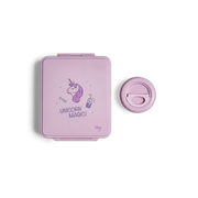 Caserolă prânz Mare cu 4 compartimente design Unicorn + 1 borcan termoizolant