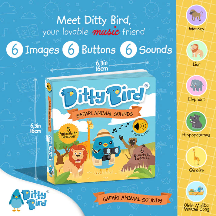 Carte muzicala Safari Animal Sounds, Ditty Bird, +6 luni
