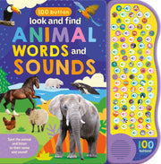 Resigilat - Carte pentru copii, NPP, Look And Find Animal Words & Sounds - Children's 100 Button Sound Book, 1+ ani