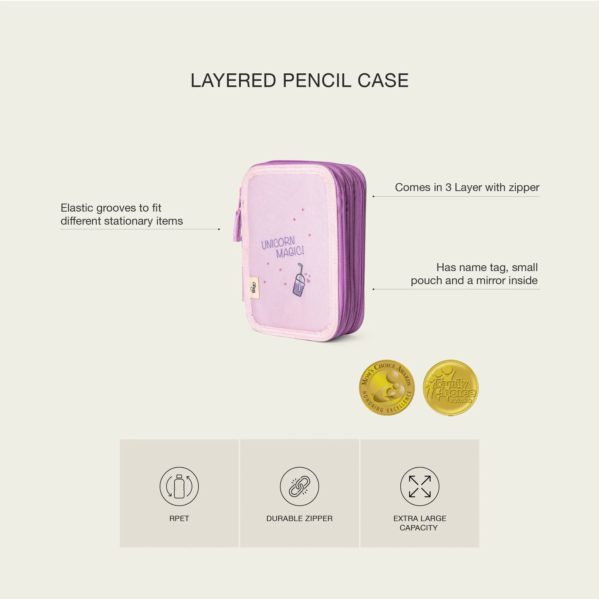 Penar cu 3 compartimente, design Unicorn, neechipat