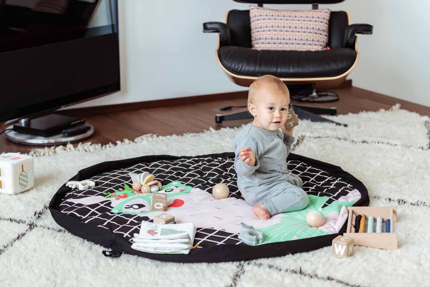 Play&GO Lama – Saltea activitati bebe/Sac depozitare jucarii