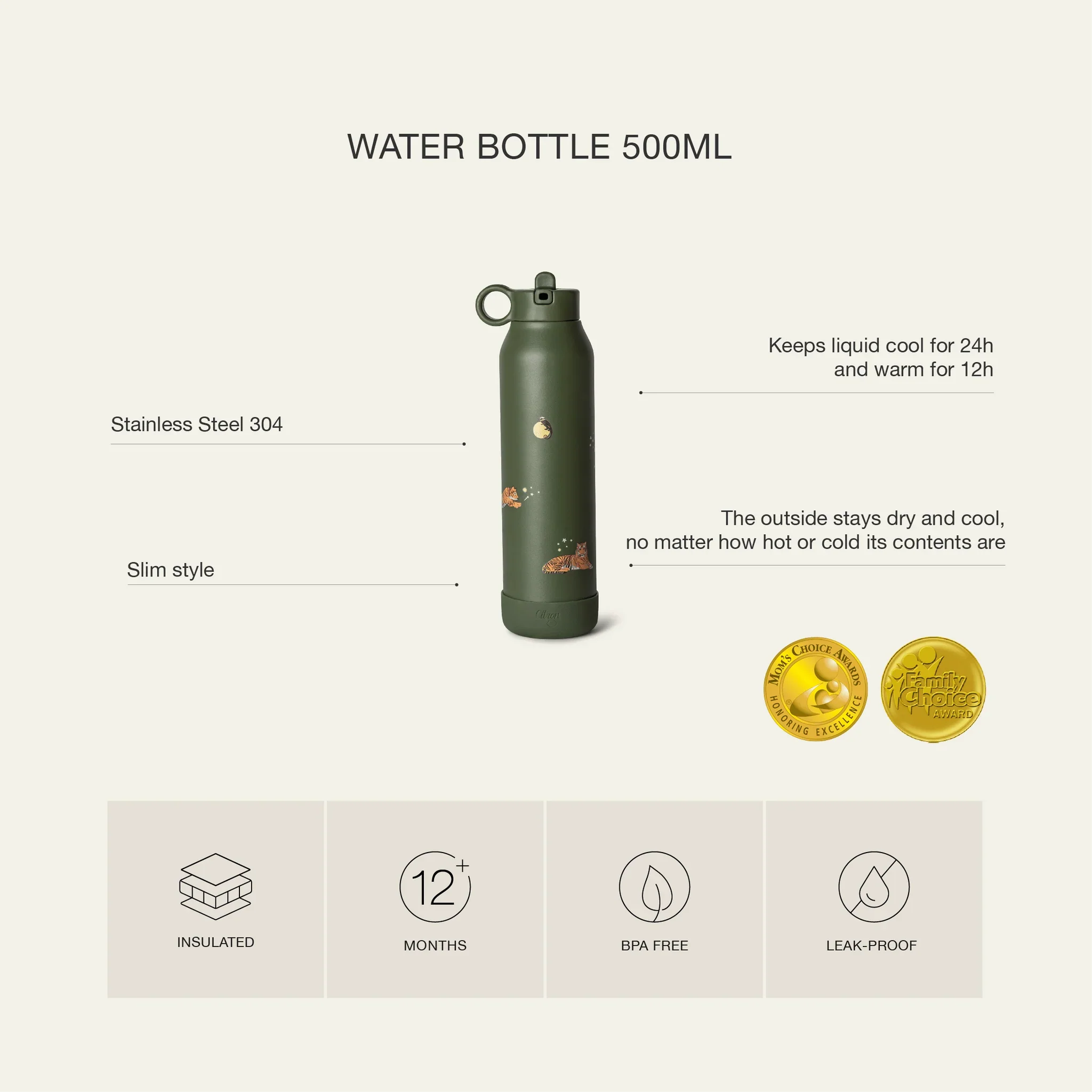Sticlă termos 500 ml model Tigru