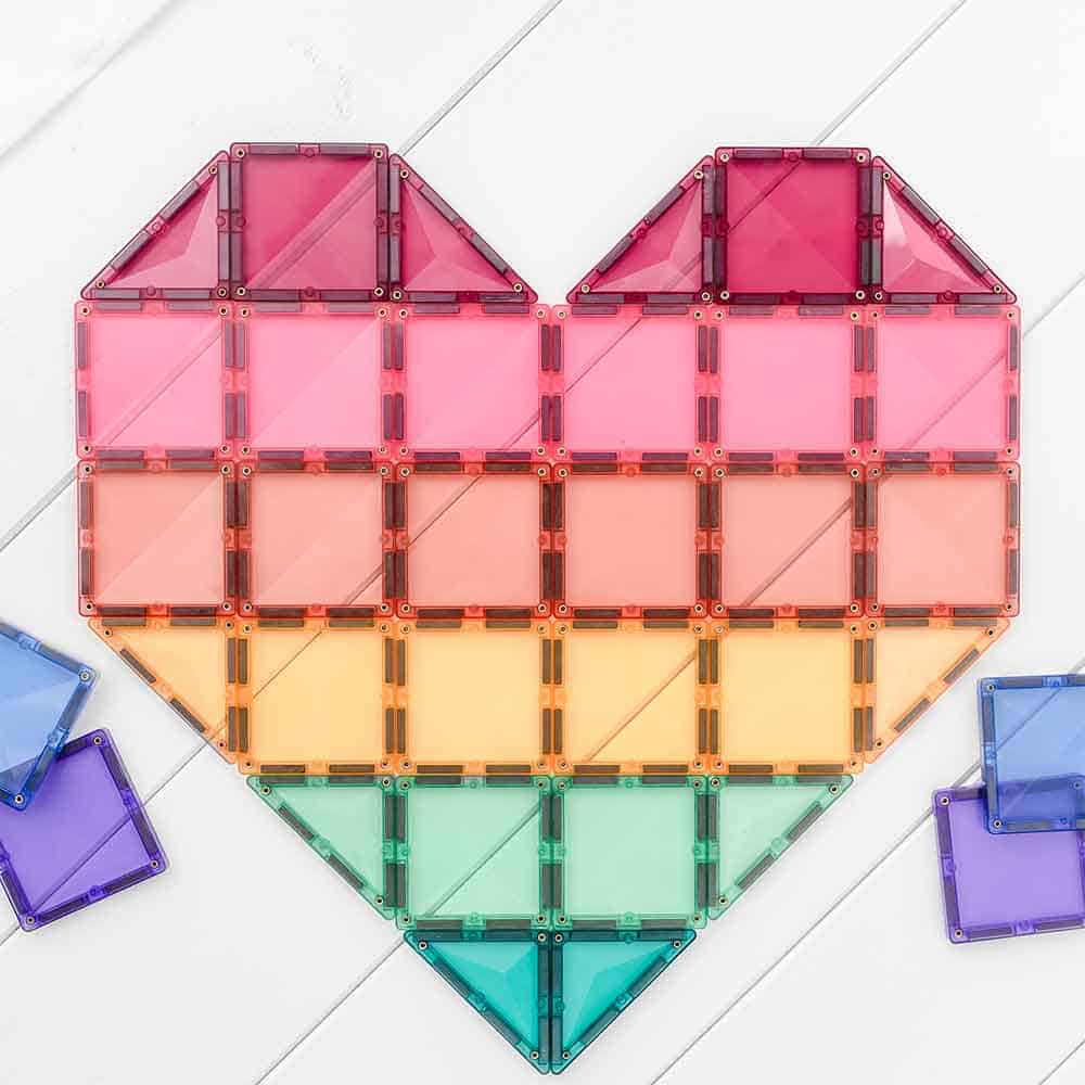 Set de constructie magnetic, Connetix Magnetic Tiles, Pastel Creative Pack 120 piese