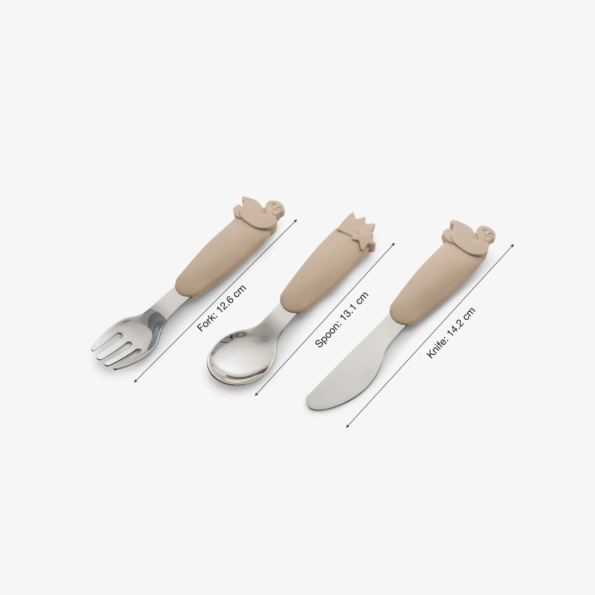 Set tacamuri din otel cu geanta portabila din silicon, caramel, model Tigru