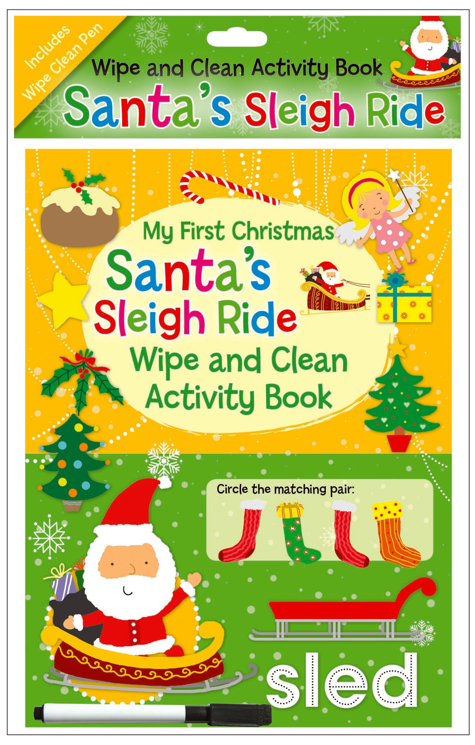 Carte pentru copii, North Parade, WIPE CLEAN ACV'TY BK - SLEIGH, 3+ ani
