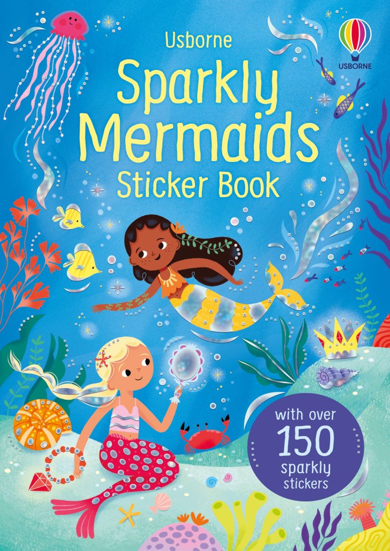 Carte pentru copii, Usborne, Sparkly Mermaids Sticker Book, 3+ ani