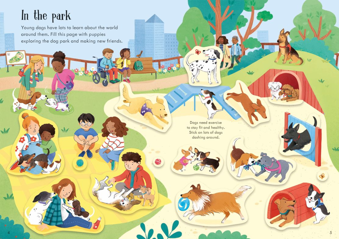 Carte pentru copii, Usborne, Little First Stickers Dogs and Puppies, 3+ ani