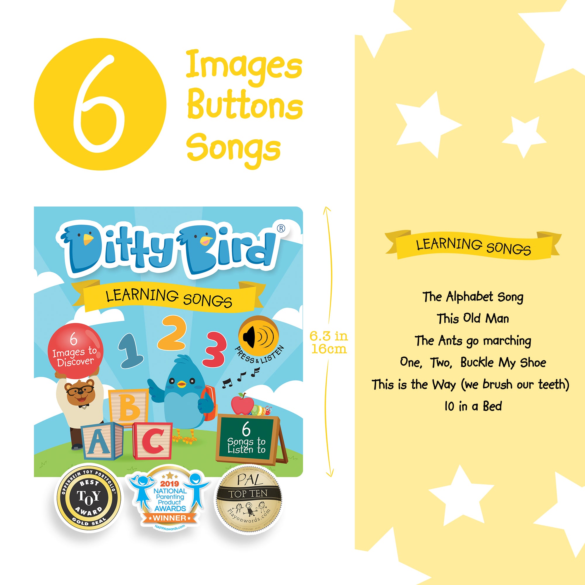 Carte pentru copii, Ditty Bird, Learning Songs, 6+ luni