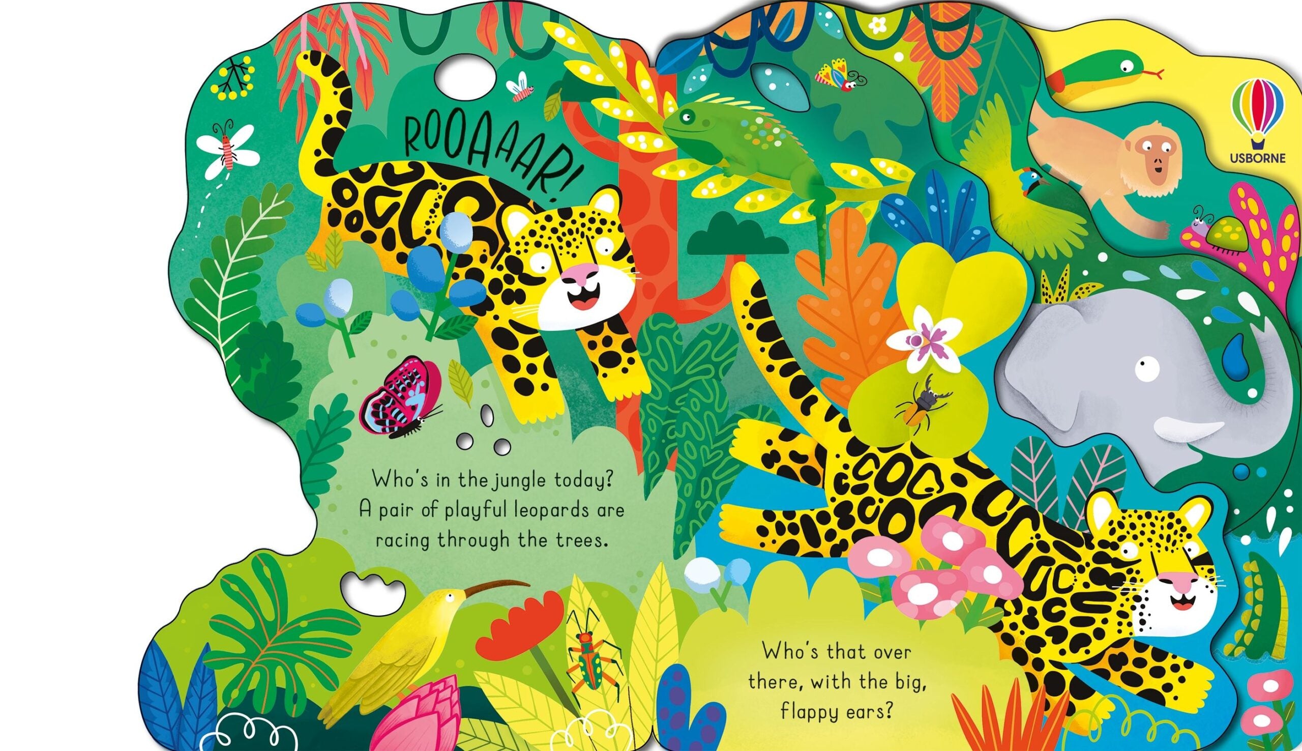 Carte cu clapete - Cine este in jungla astazi?, Usborne, + 3 ani
