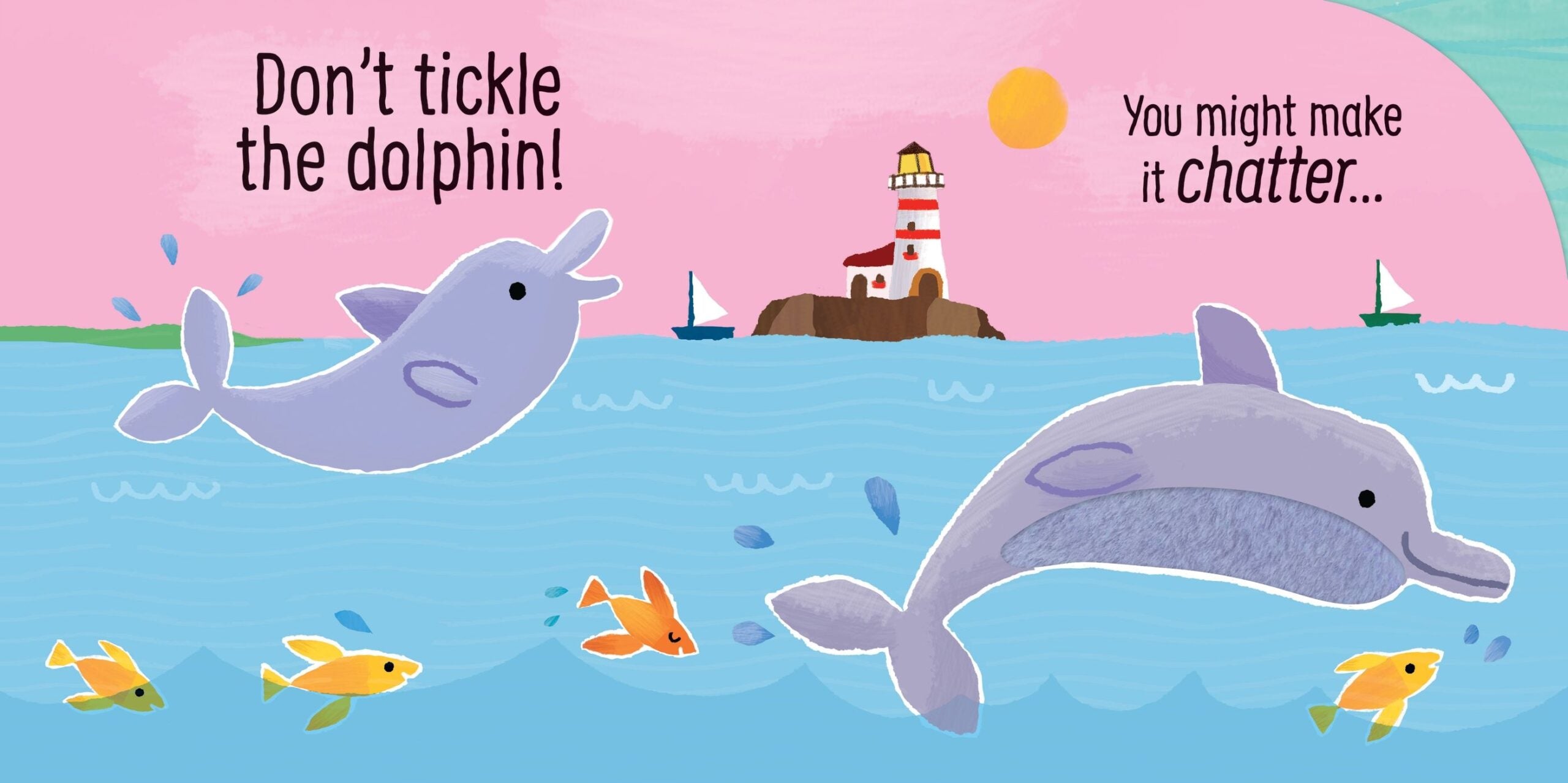 Carte cu sunete, Usborne, Don't Tickle the Dolphin!, 6+ luni
