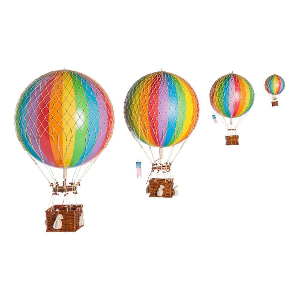Decoratiune Balon cu aer cald, Authentic Models,  Travels Light, Rainbow, 8.5x8.5x13 cm