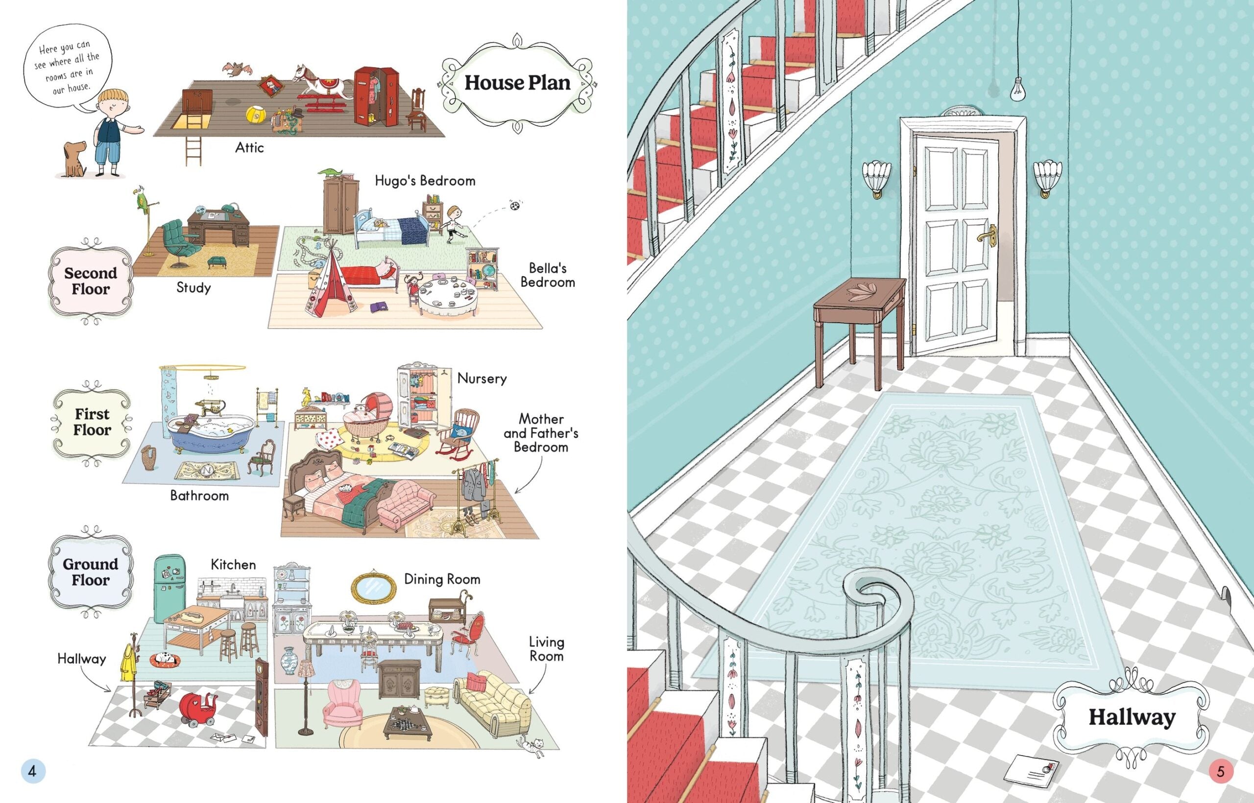 Doll's House Sticker Book, Usborne, + 3 ani