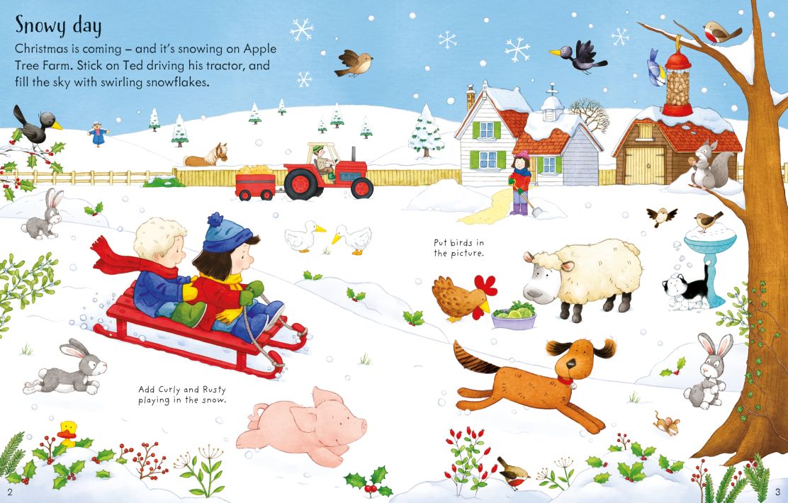 Carte pentru copii, Usborne, Poppy and Sam's Christmas Sticker Book, 3+ ani