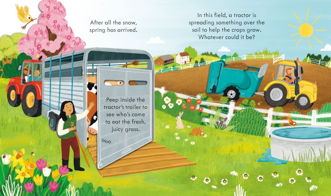 Carte pentru copii, Usborne, Peep Inside How a Tractor Works, 3+ ani