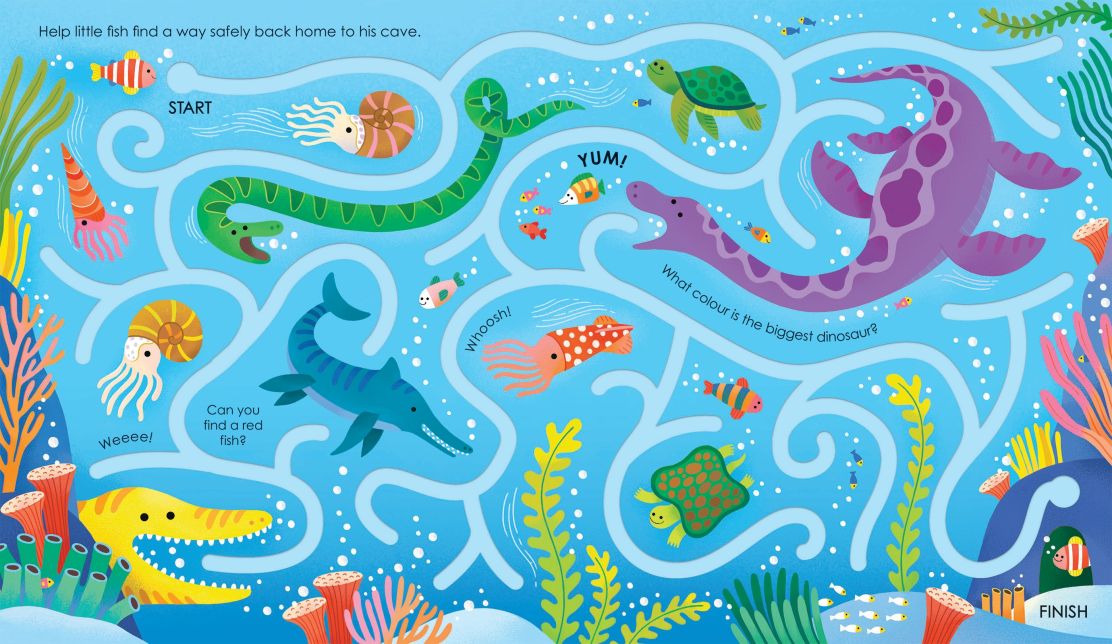 Carte pentru copii, Usborne, Fingertrail Dinosaur Mazes, 1+ ani