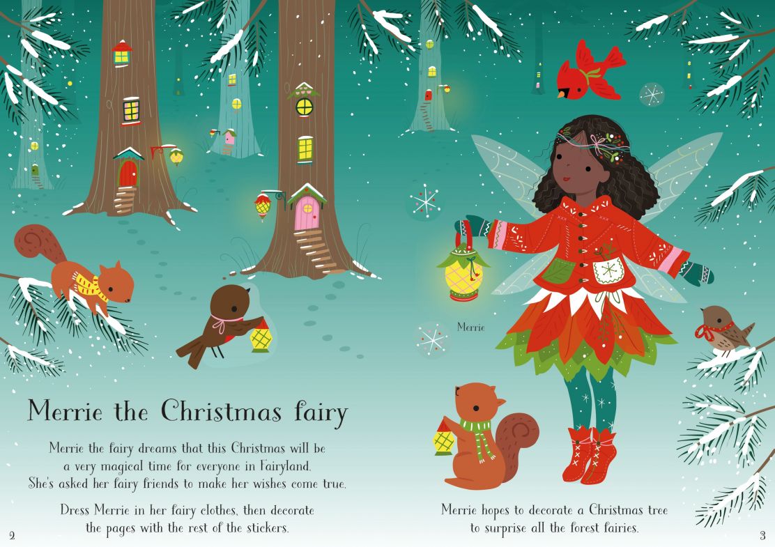 Carte pentru copii, Usborne, Little Sticker Dolly Dressing Christmas fairy, 4+ ani