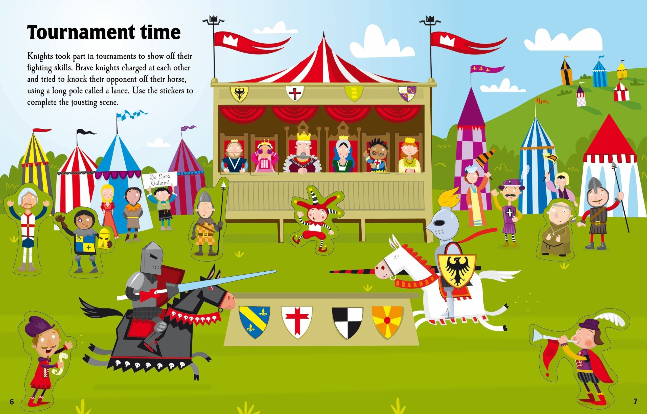 Carte pentru copii, Usborne, Knights and Castles Sticker Book, 5+ ani