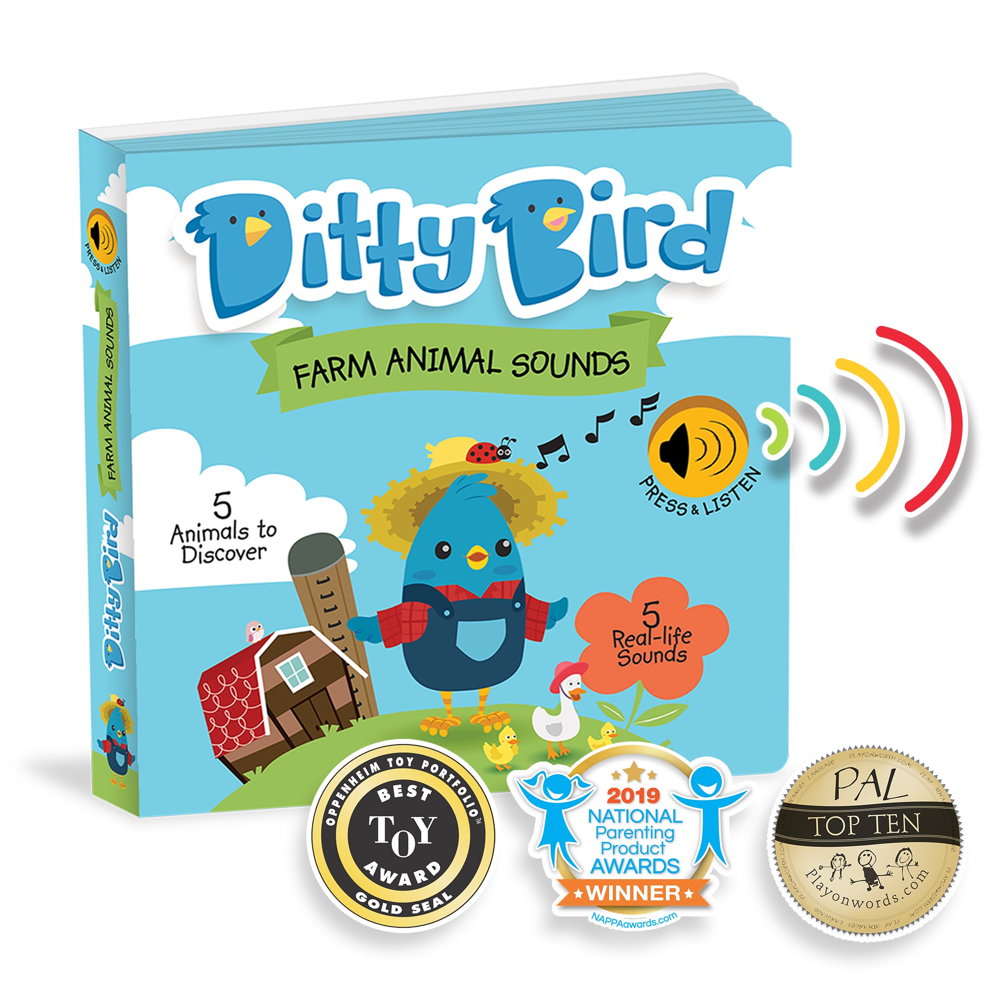 Carte pentru copii, Ditty Bird, Farm Animal, 6+ luni