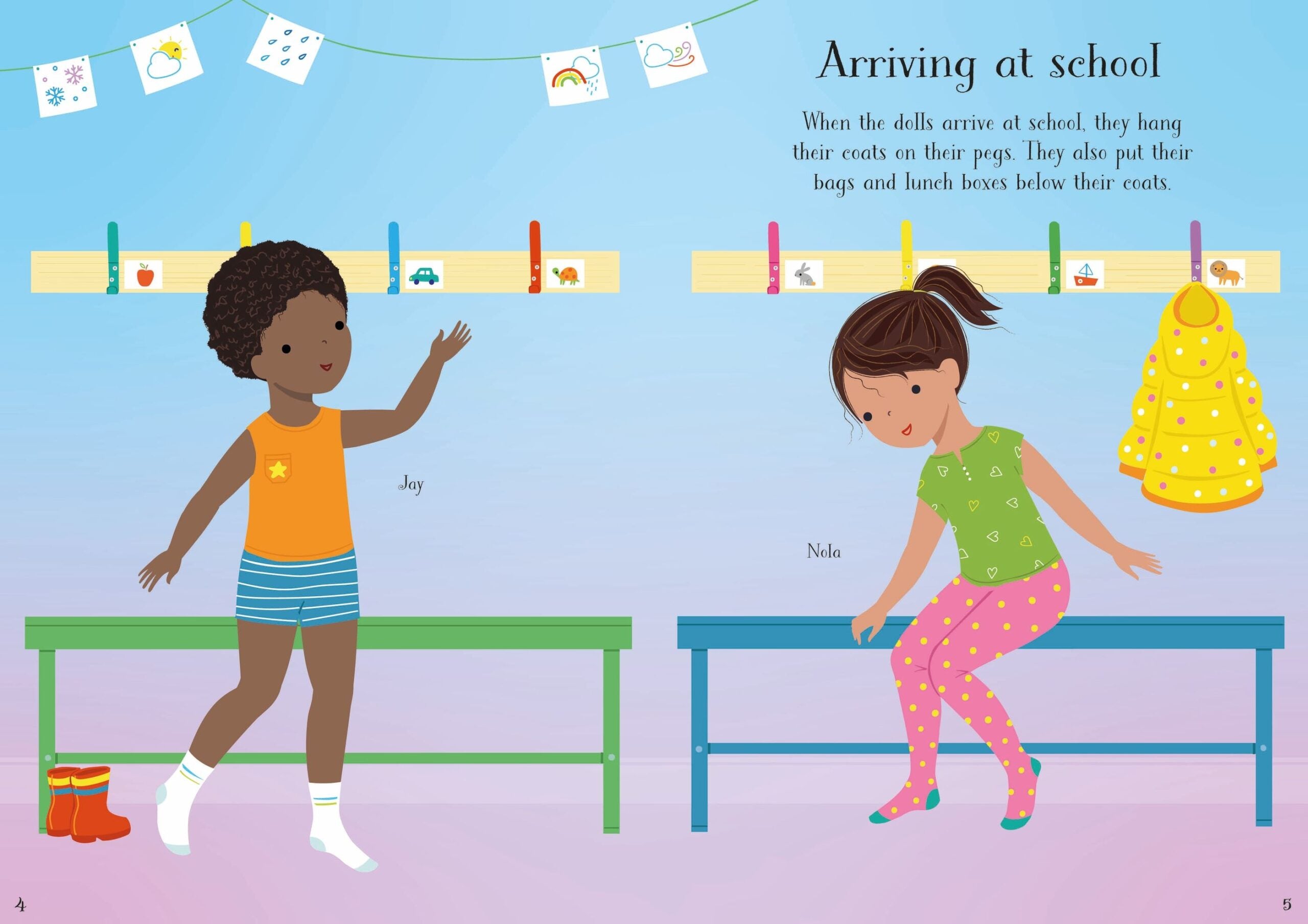 Carte pentru copii, Usborne, Little Sticker Dolly Dressing Starting School, 4+ ani