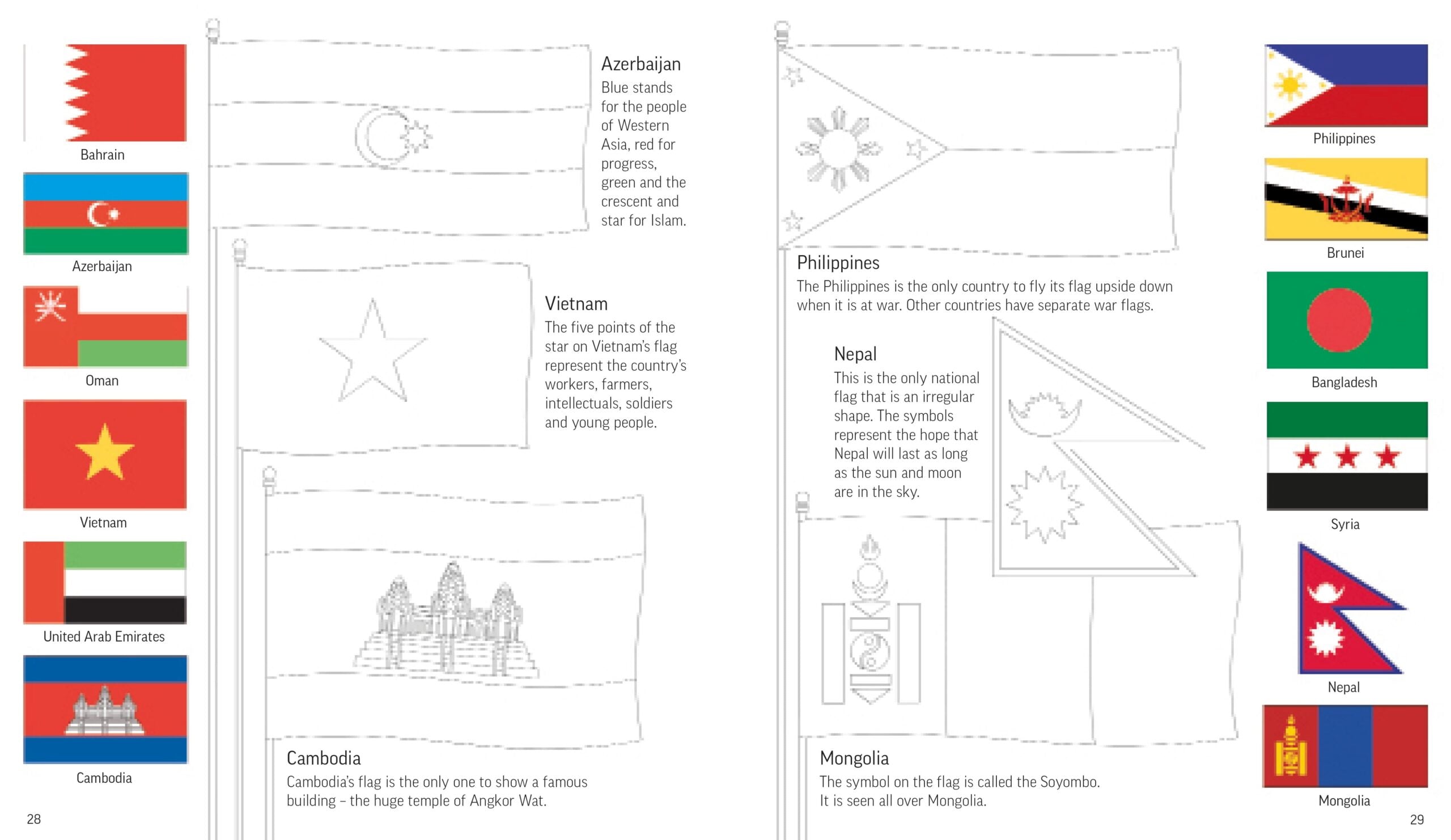 Carte pentru copii, Usborne, Flags of the World to Colour, 6+ ani