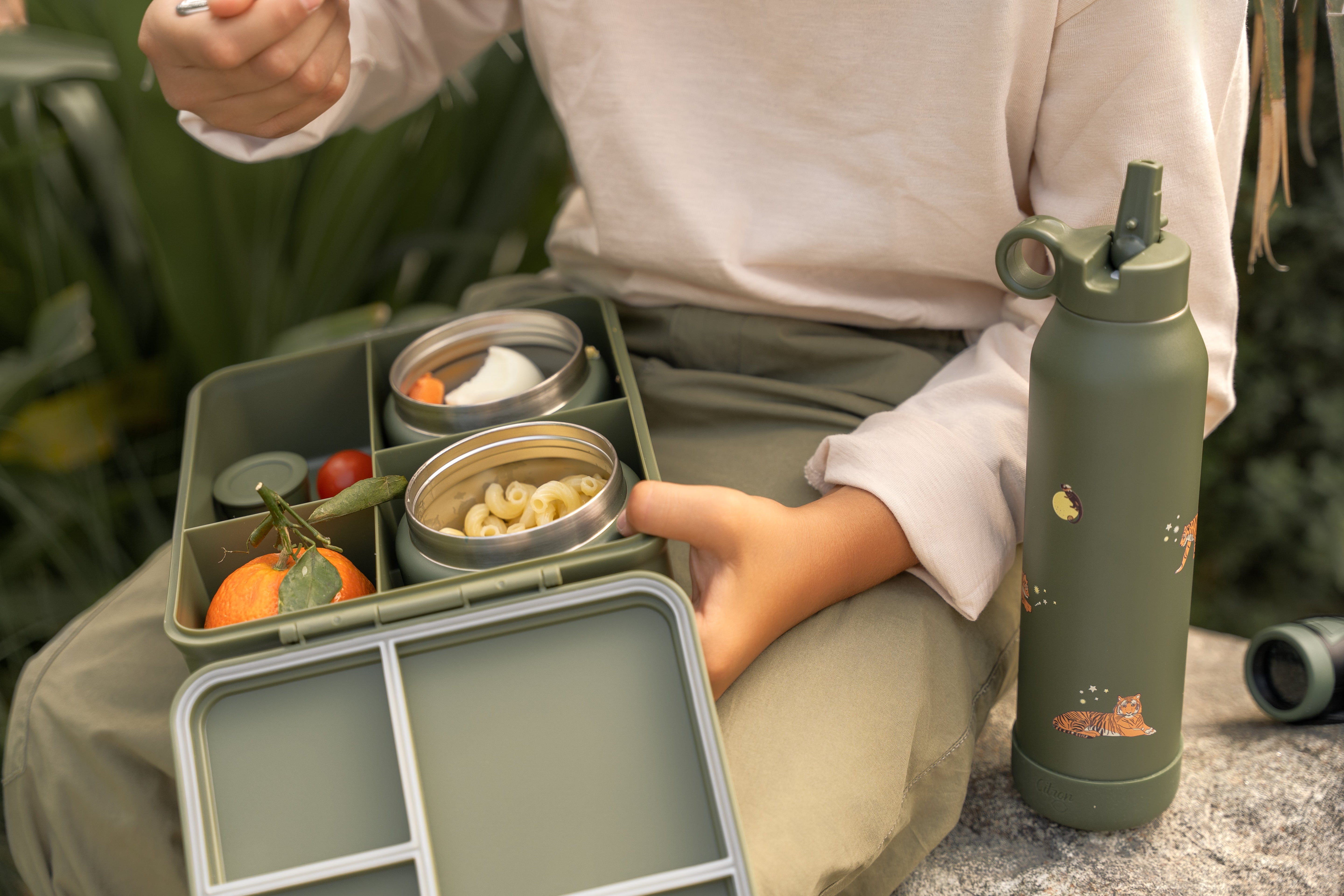 🐯 Set Prânz Citron Tigru: Caserolă cu Borcan Termo Inox + Sticlă Termos 500ml