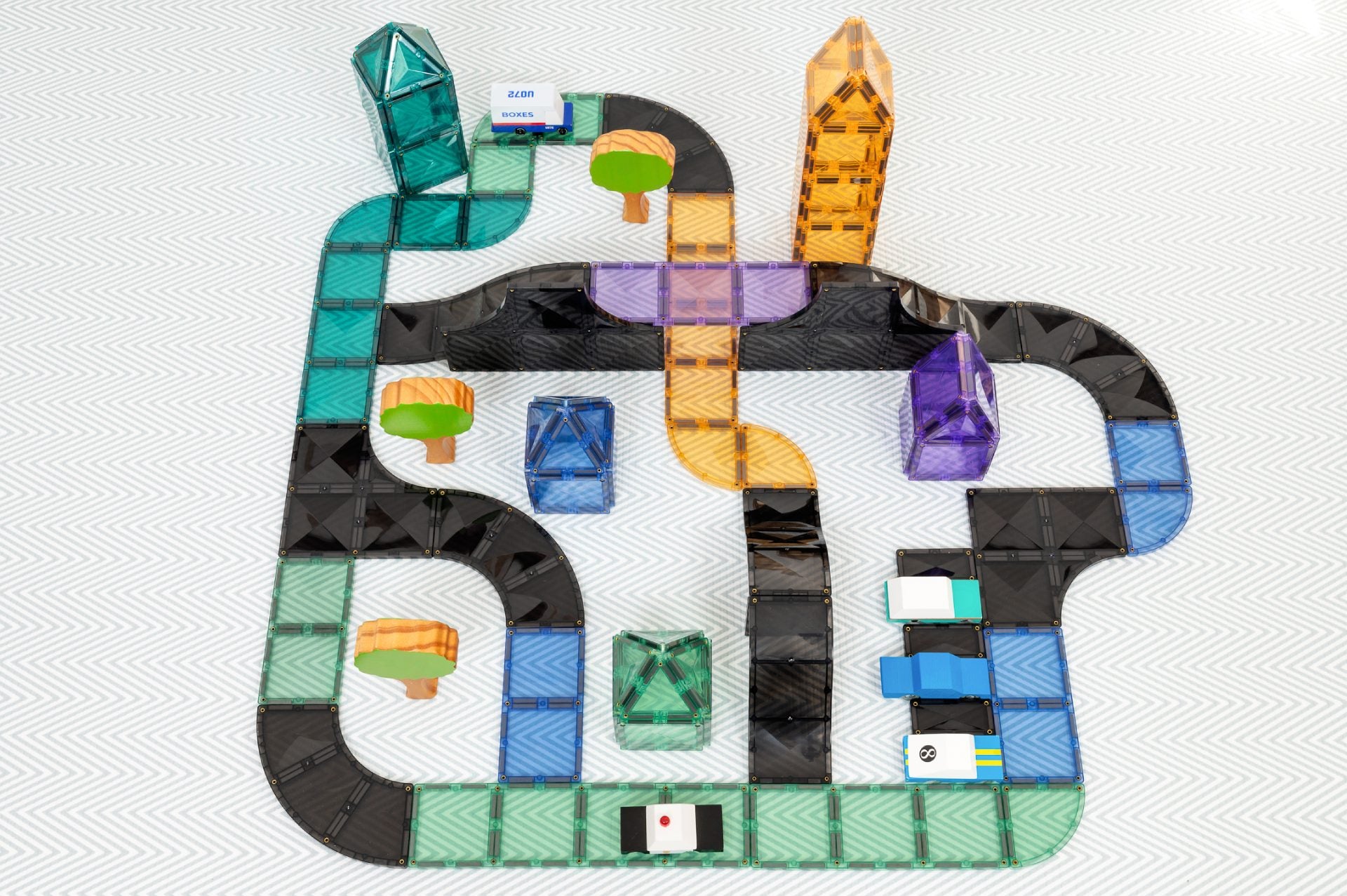 Set Magnetic, Connetix 16 Piese Roads Ramps & Intersections Pack, 3+ ani
