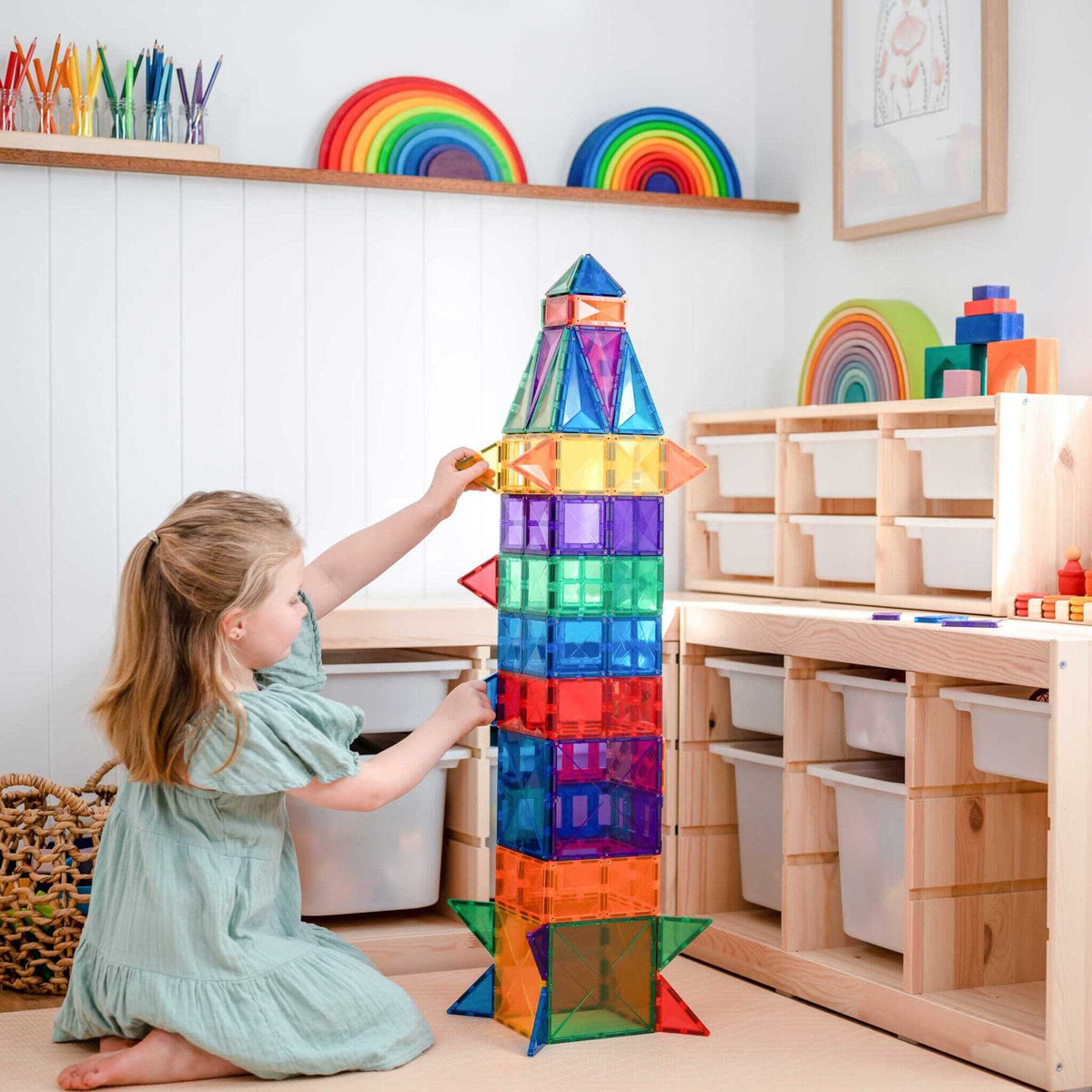 Set de constructie magnetic, Connetix, Rainbow Creative Pack 102 pc