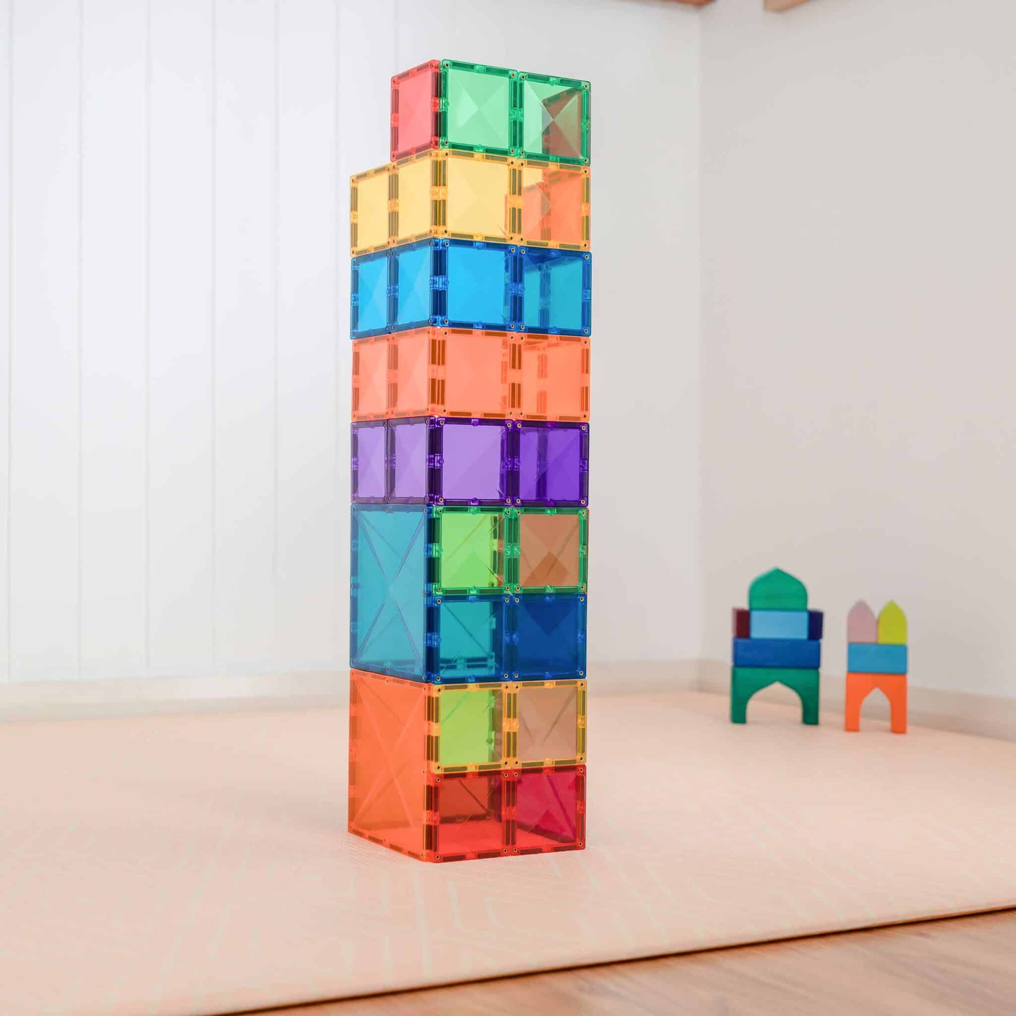 Set de constructie magnetic, Connetix, Rainbow Square Pack 42 pc