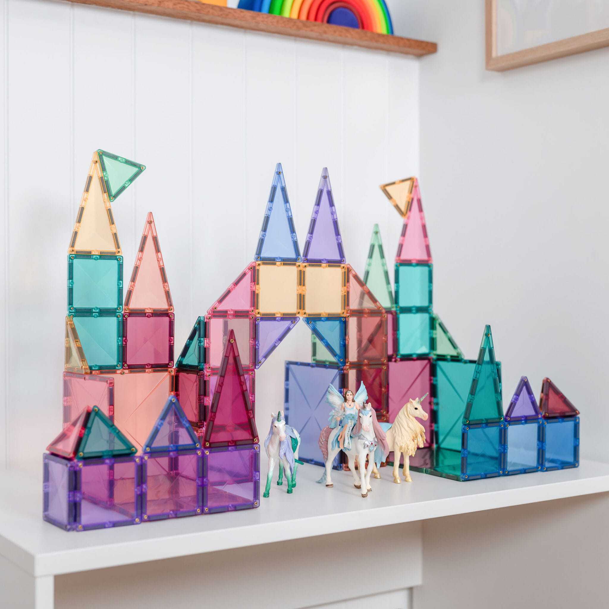 Set de constructie magnetic, Connetix, Pastel Starter Pack 64 pc