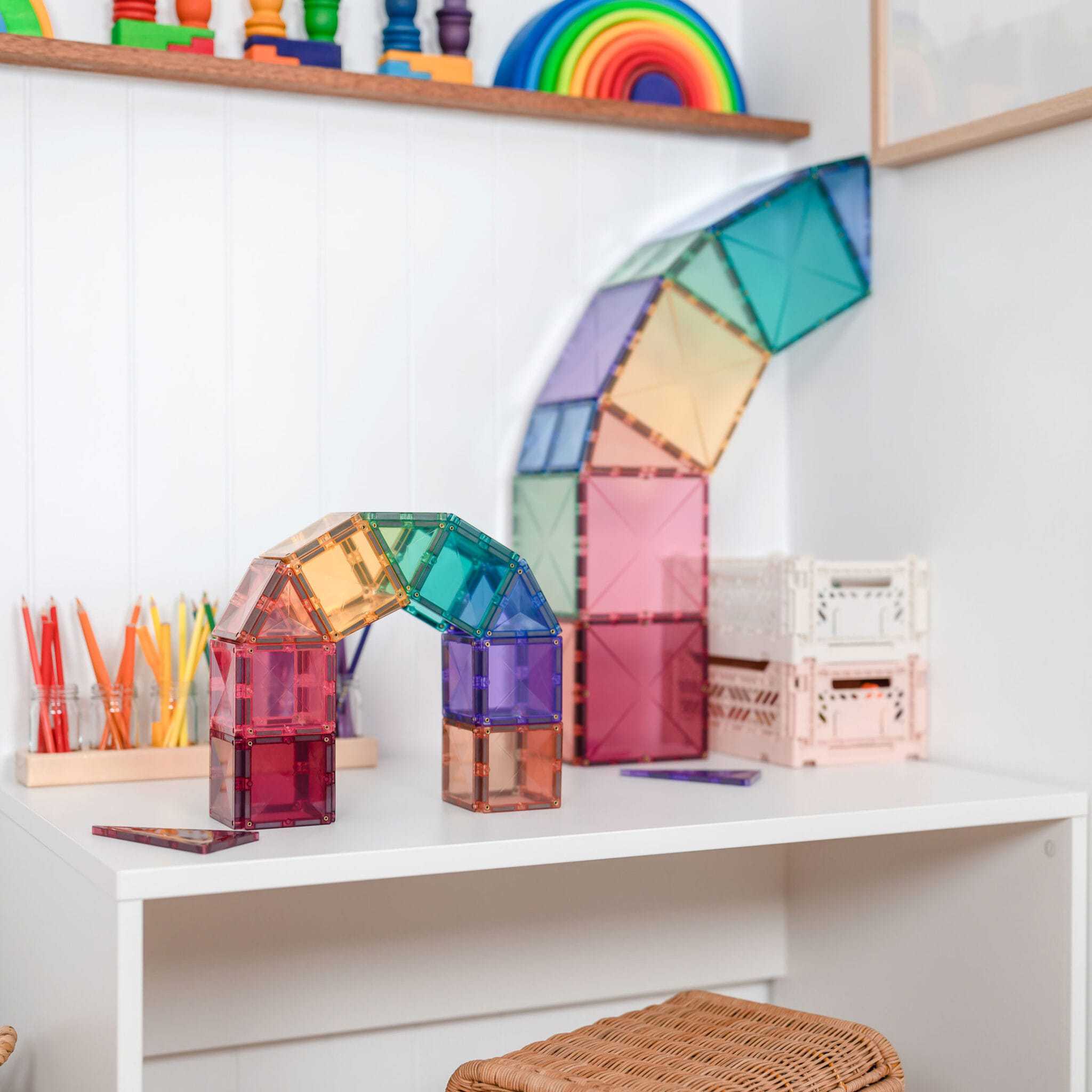 Set de constructie magnetic, Connetix, Pastel Starter Pack 64 pc