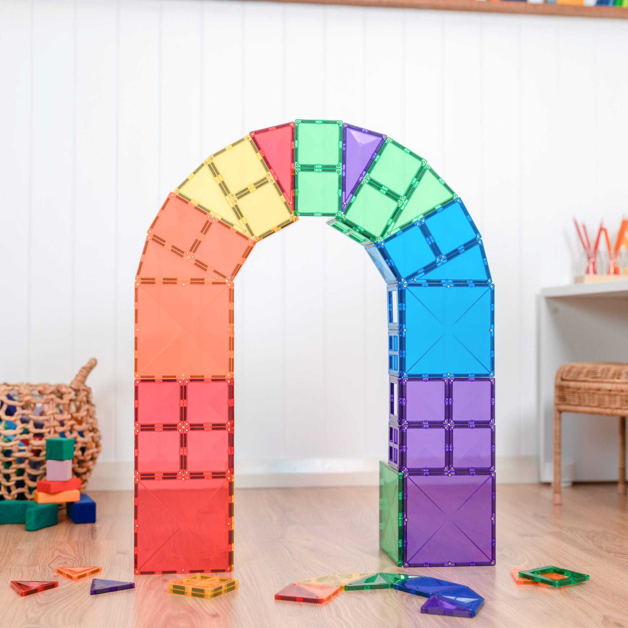 Set de constructie magnetic, Connetix, Rainbow Starter Pack 60 pc