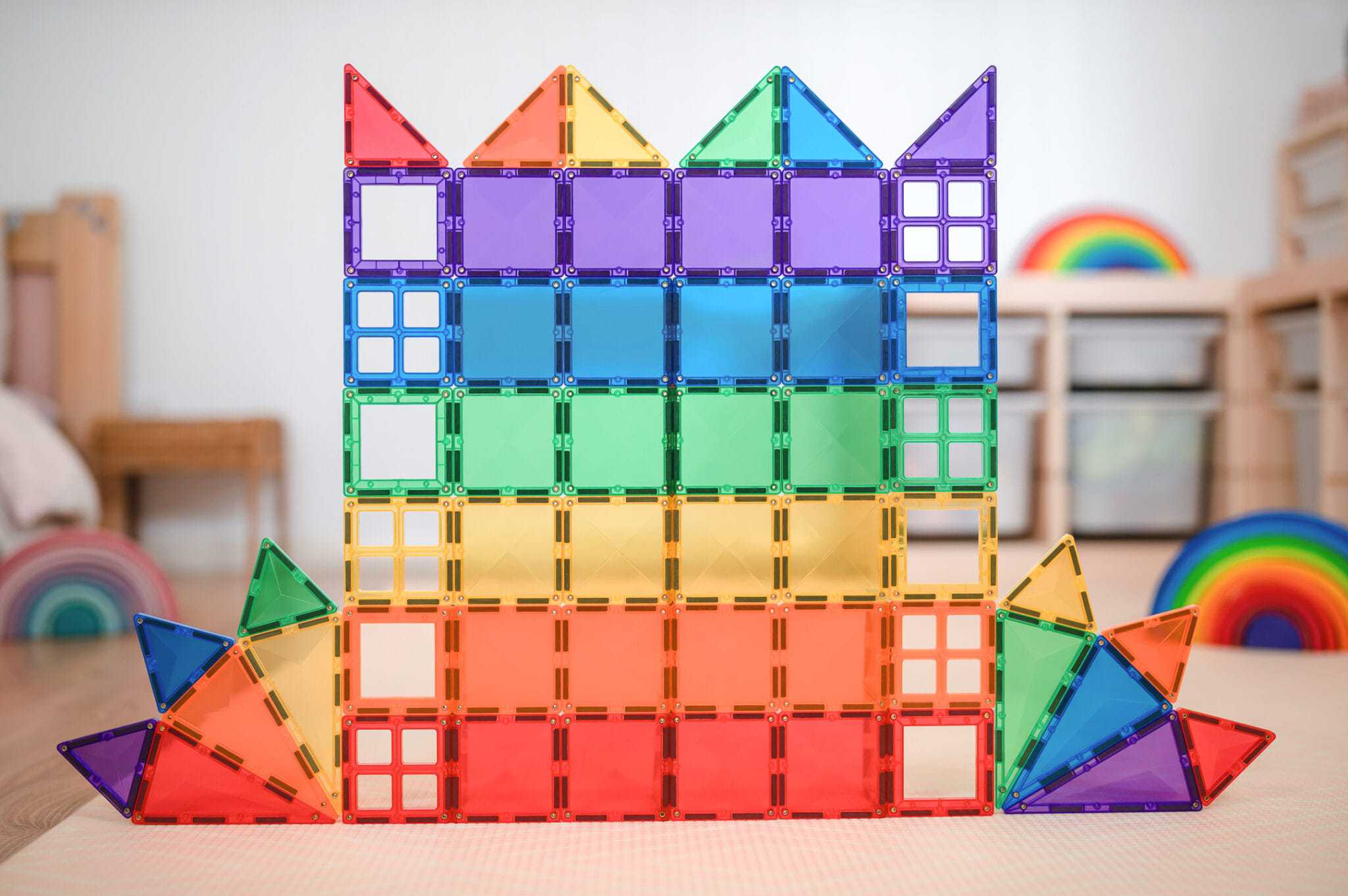 Set de constructie magnetic, Connetix, Rainbow Starter Pack 60 pc