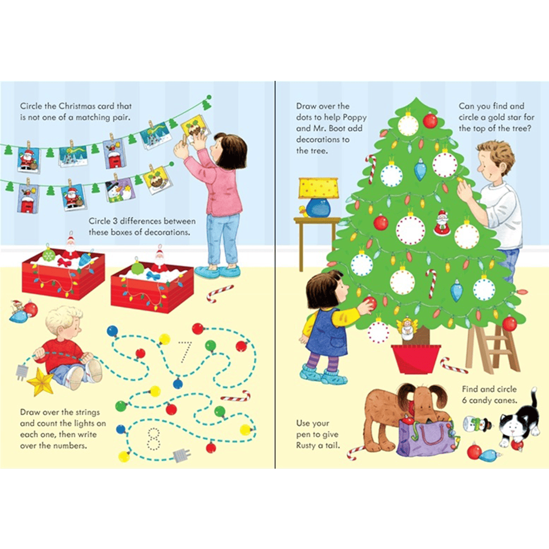 Carte cu activitati scrie si sterge - Poppy and Sam's wipe-clean Christmas activities
