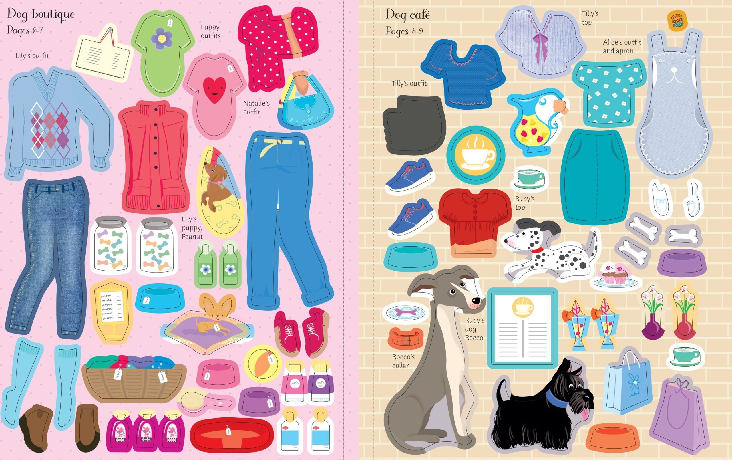 Sticker Dolly Dressing Dogs and Puppies, Usborne, + 5 ani