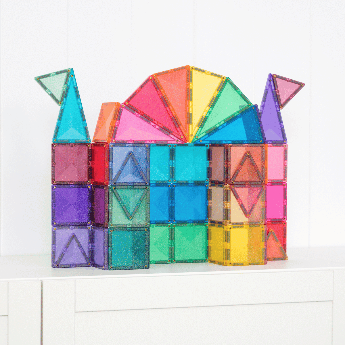 Set magnetic,  Connetix 48 piese, Glitter Castle, 3 + ani