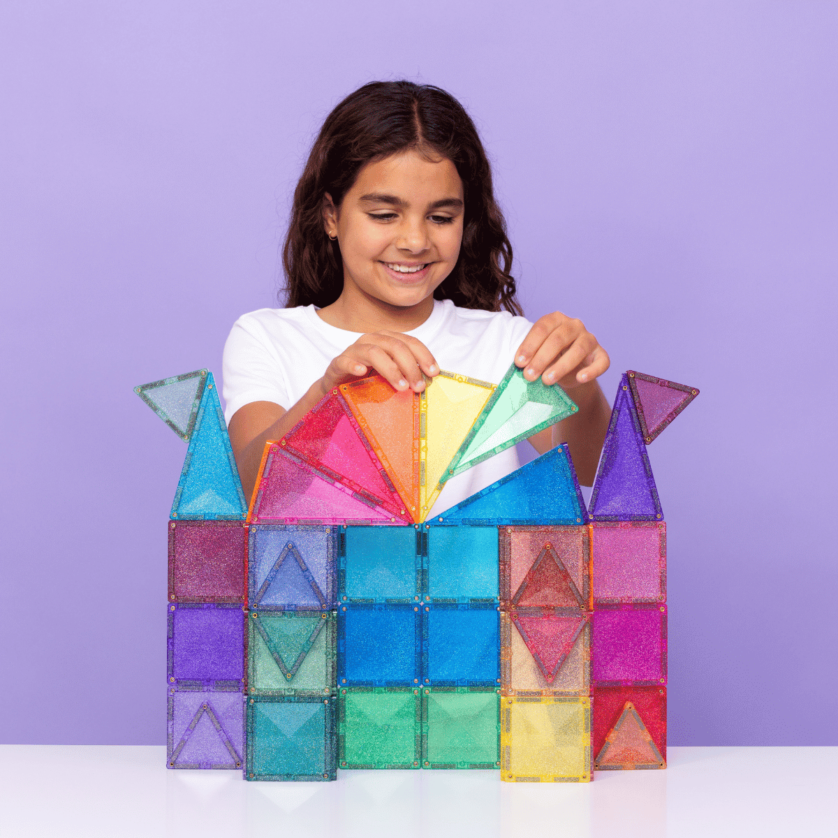 Set magnetic,  Connetix 48 piese, Glitter Castle, 3 + ani
