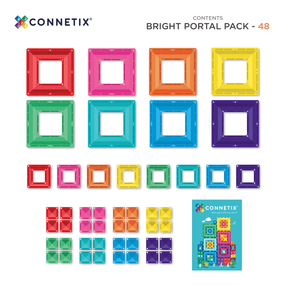 Set magnetic,  Connetix 48 piese, Bright Portal, 3 + ani