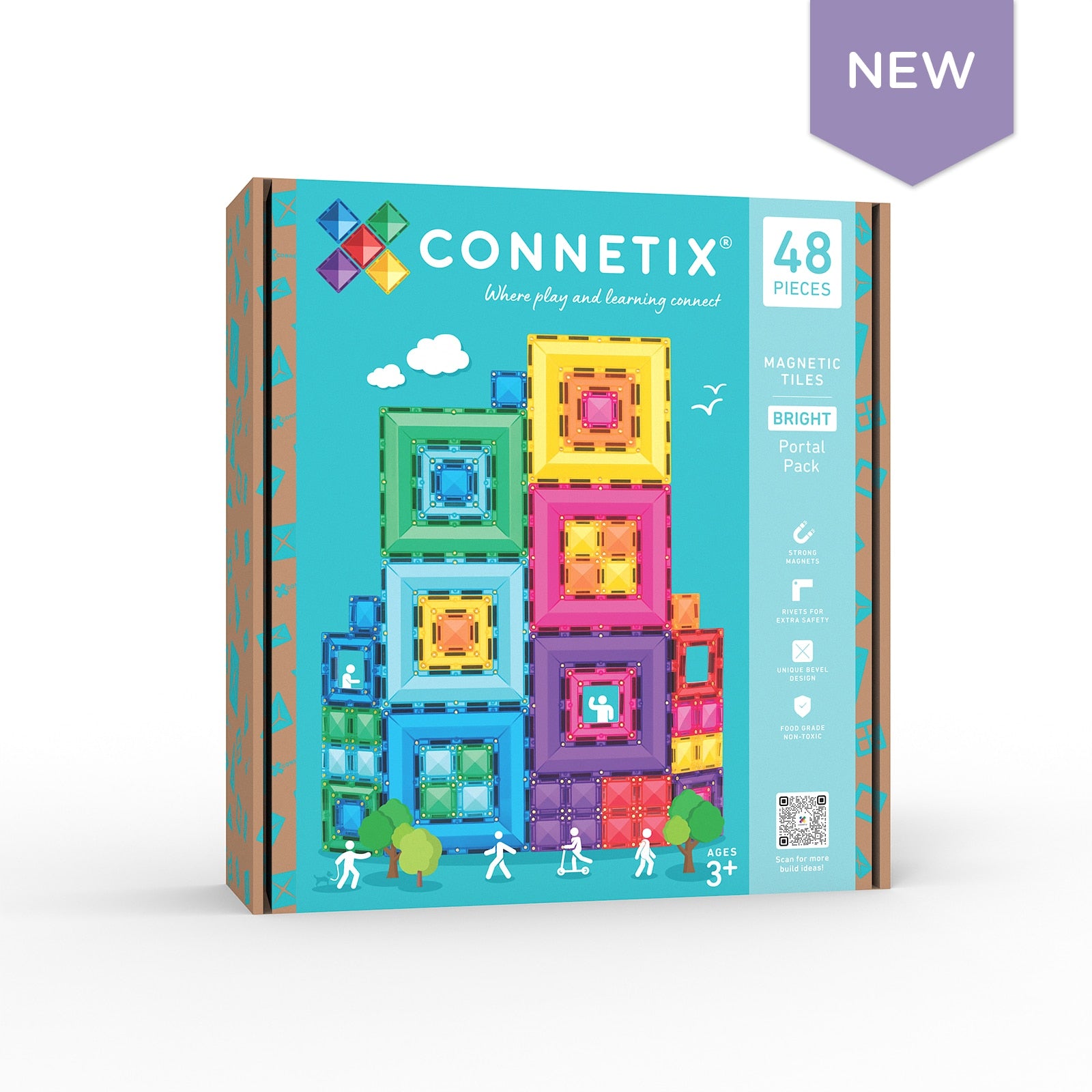 Set magnetic,  Connetix 48 piese, Bright Portal, 3 + ani