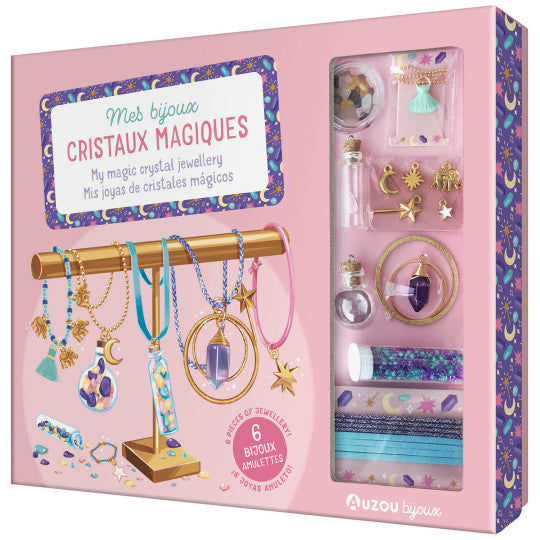 Set creativ de confectionat bijuterii, Auzou, My magic crystal jewellery, 3 ani+