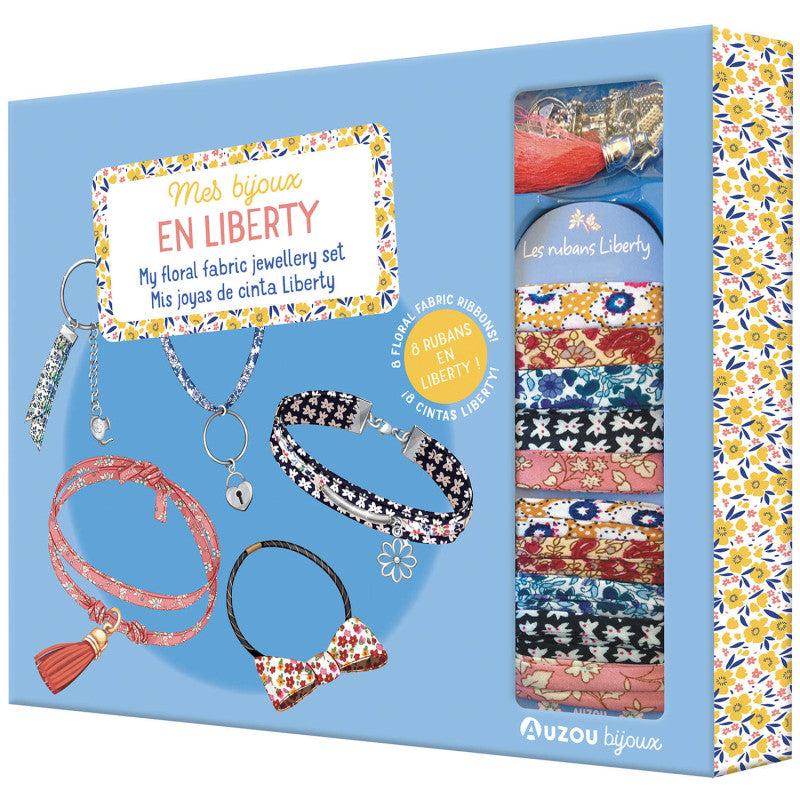 Set creativ de confectionat bratari, Auzou, My floral fabric jewellery set, 7 ani+