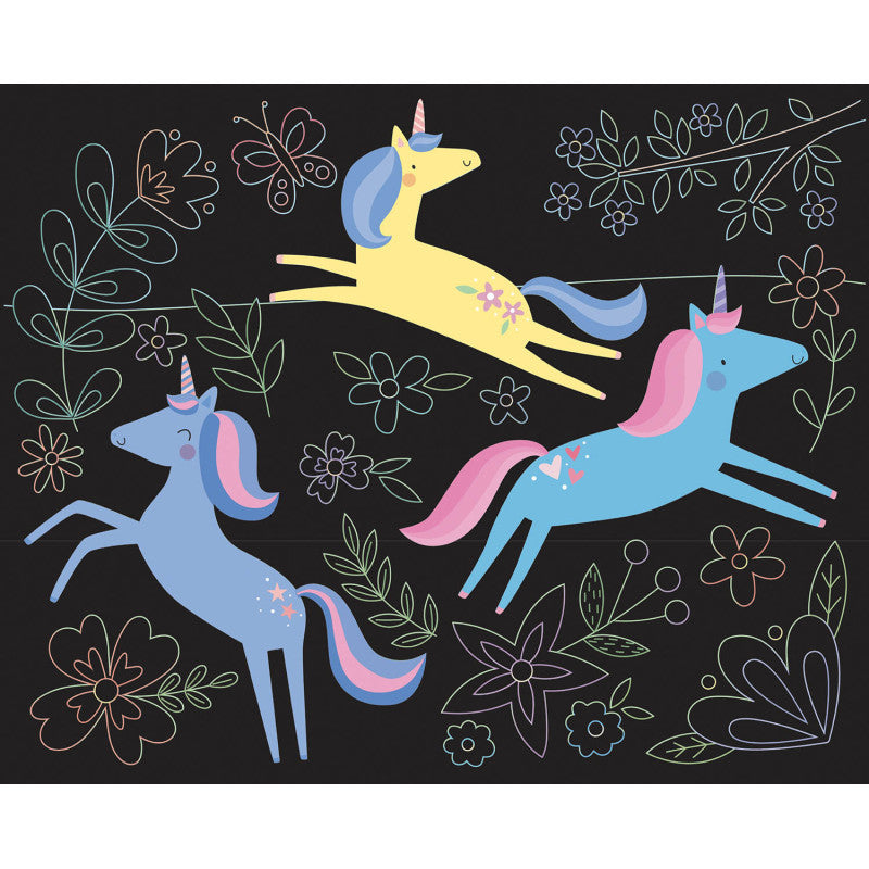 Set planse razuibile, Auzou, Scratch Art Cards - Unicorns, 5 ani+