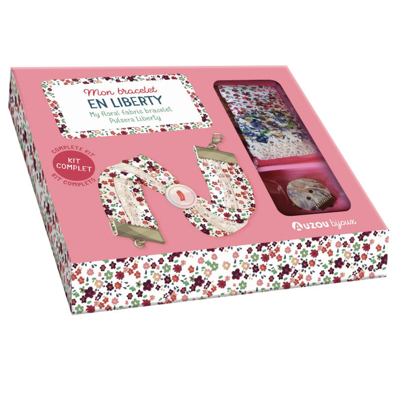 Set creativ de confectionat bijuterii, Auzou, My floral fabric bracelet, 7 ani+
