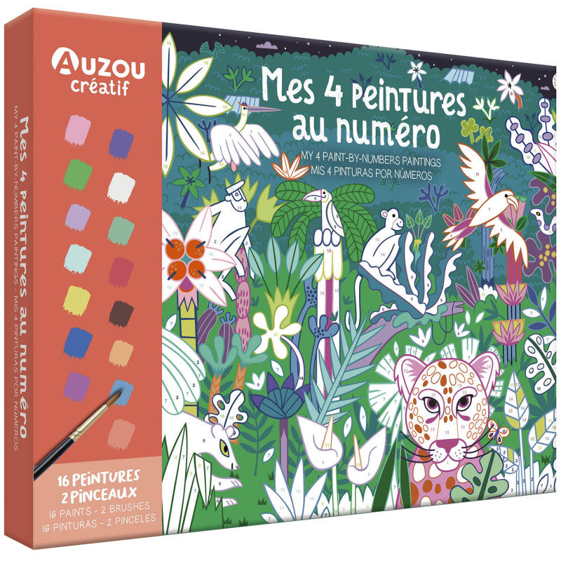 Set picturi pe numere, Auzou, My 4 Paint-by-numbers Paintings, 7 ani+