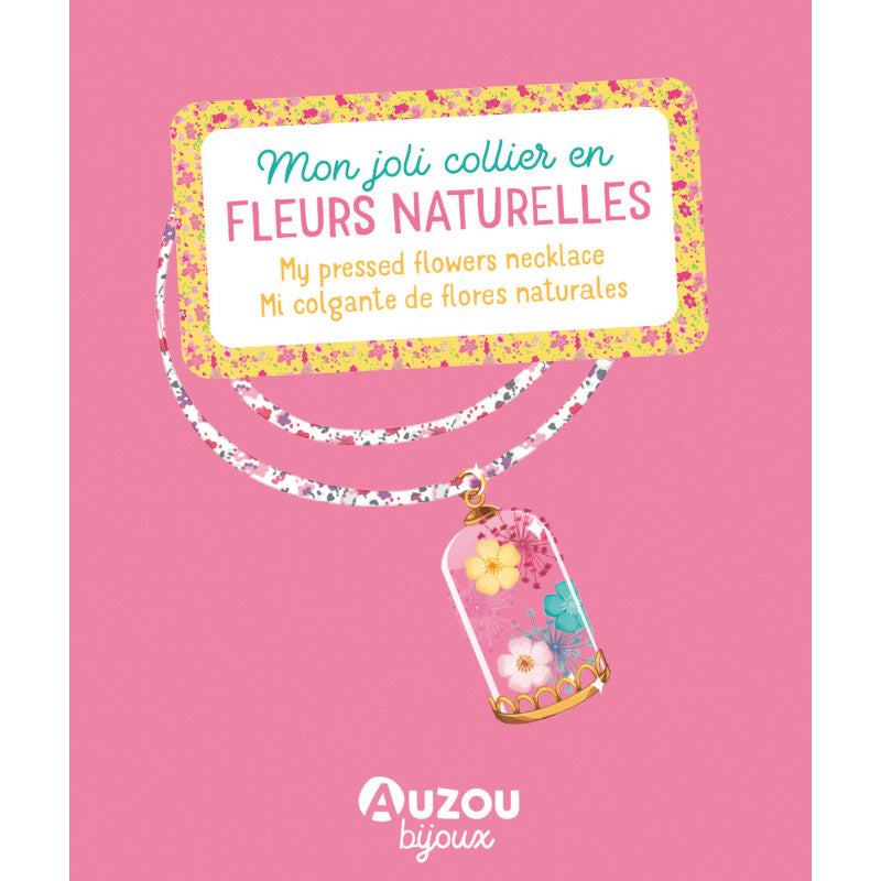 Set creativ de confectionat bijuterii, Auzou, My pressed flowers necklace, 7 ani+