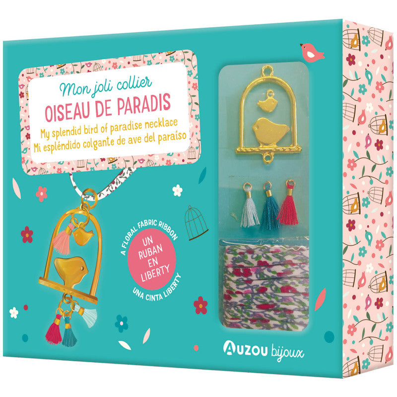 Set creativ pentru confectionat bijuterii, Auzou, My splendid bird of paradise necklace, 6 ani+