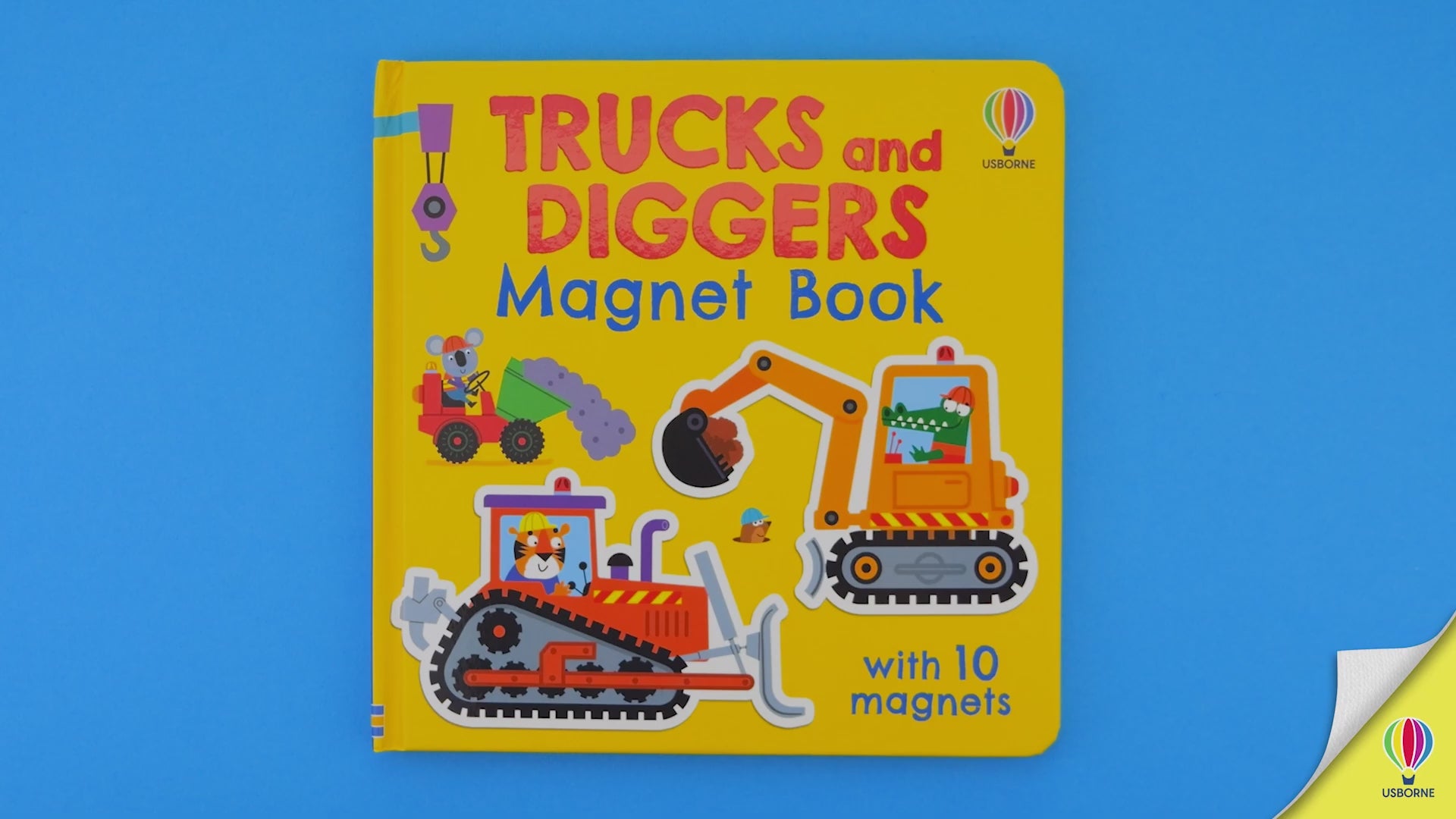 Încarcă video: Carte cu activități, Trucks and diggers magnet book, Usborne + 1 an