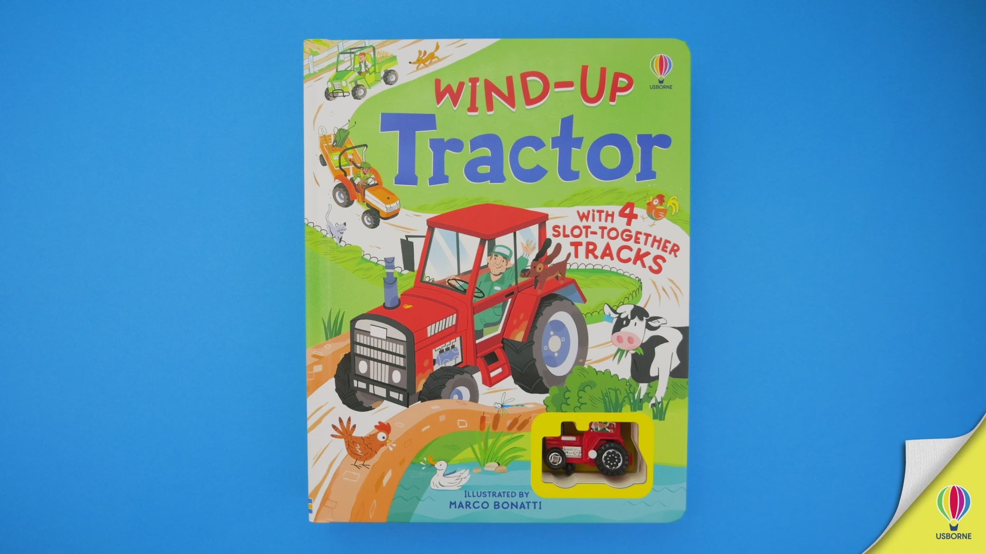 Încarcă video: Carte cu mecanism (wind-up), Wind-up tractor, Usborne + 1 an