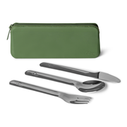 Set Tacâmuri din Inox cu Husă din Silicon cu Fermoar - Verde